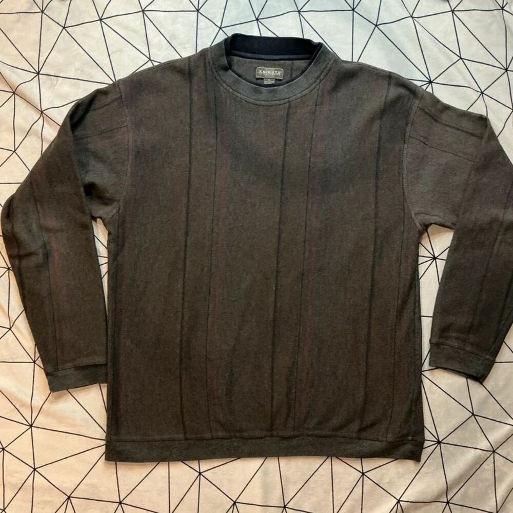 Charcoal striped crewneck sweater XL 90s